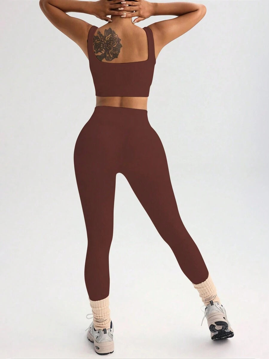 Conjunto Fitness Feminino Sem Costura com Regata e Legging