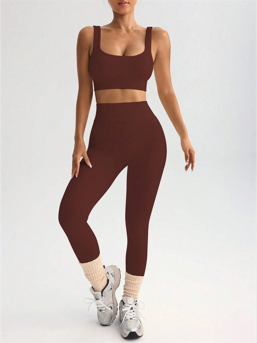 Conjunto Fitness Feminino Sem Costura com Regata e Legging