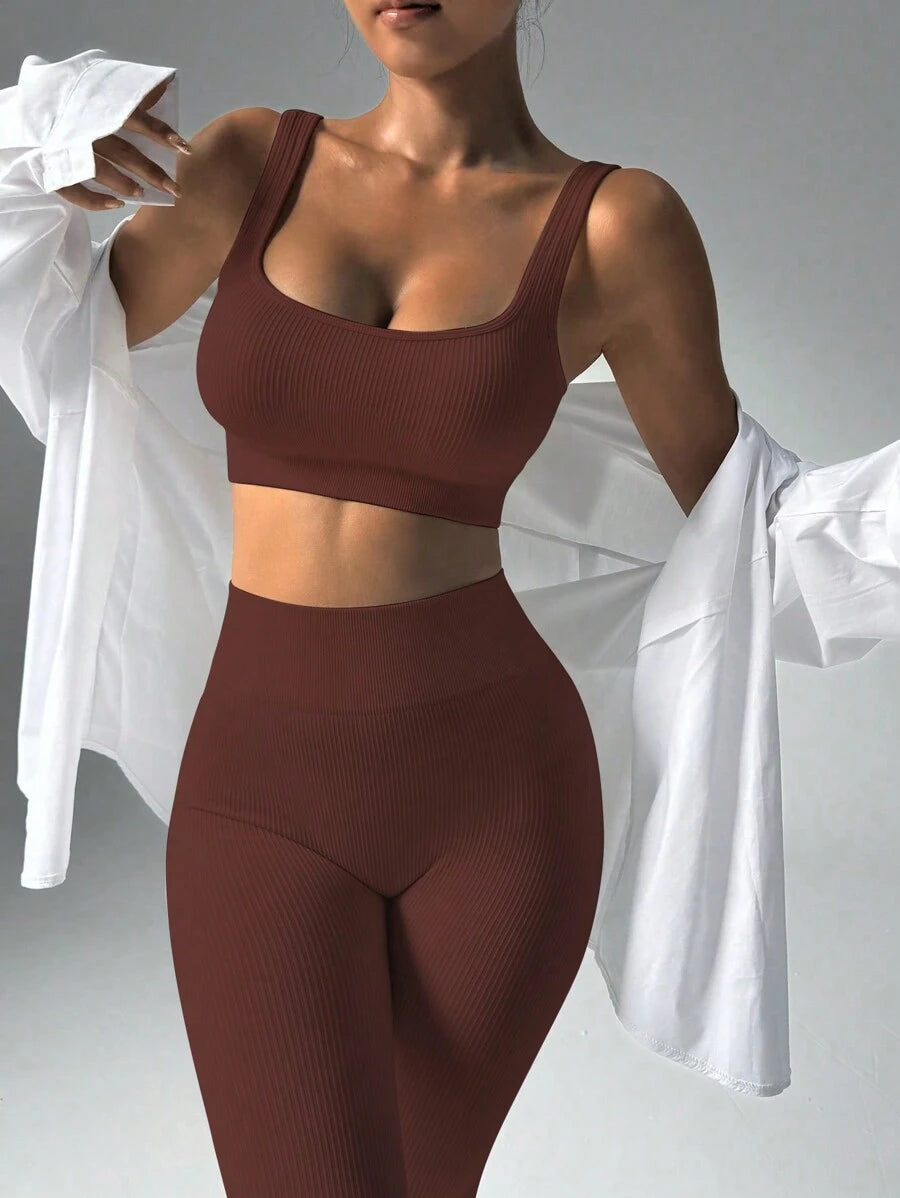 Conjunto Fitness Feminino Sem Costura com Regata e Legging