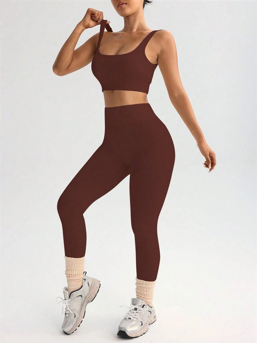 Conjunto Fitness Feminino Sem Costura com Regata e Legging