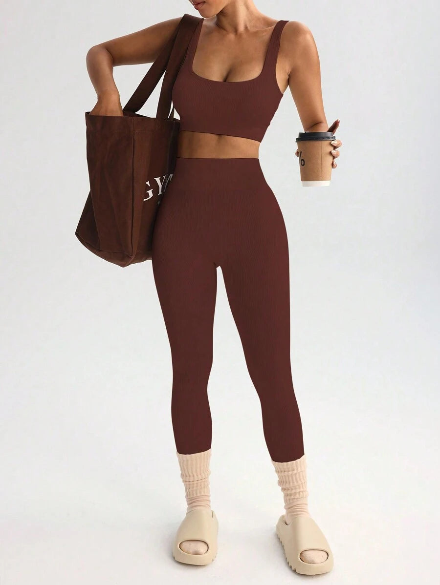 Conjunto Fitness Feminino Sem Costura com Regata e Legging