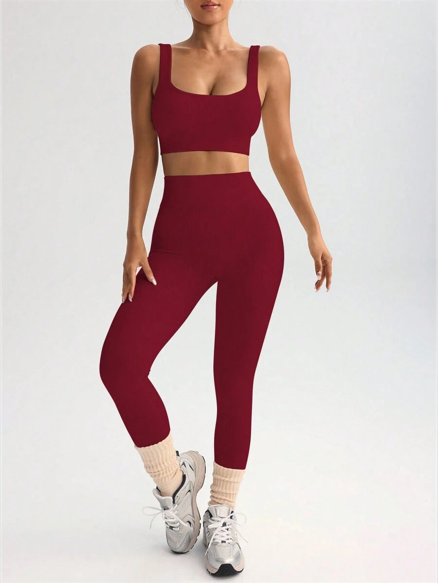 Conjunto Fitness Feminino Sem Costura com Regata e Legging