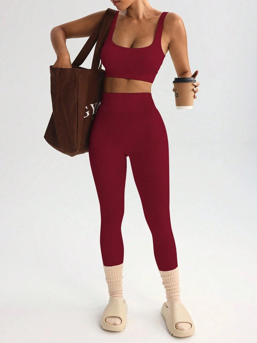 Conjunto Fitness Feminino Sem Costura com Regata e Legging