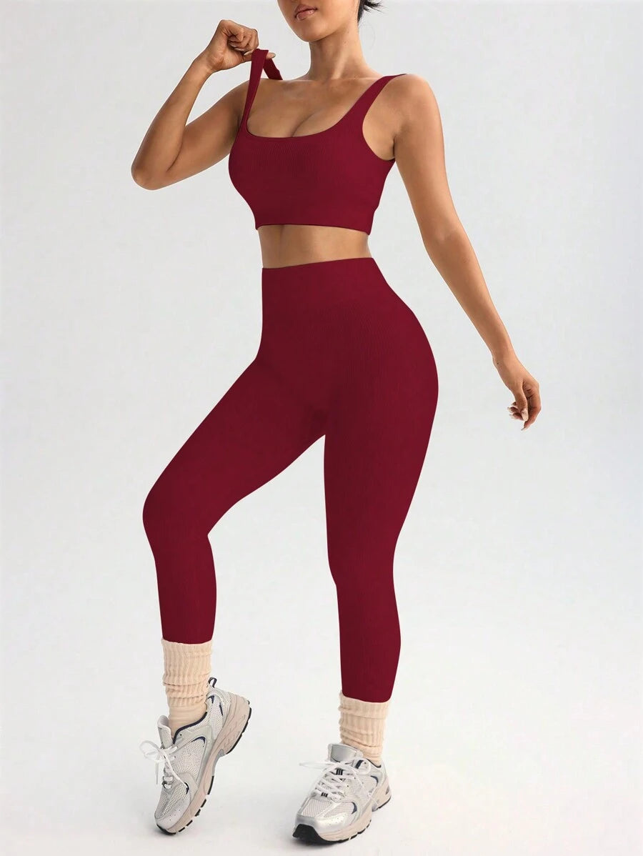 Conjunto Fitness Feminino Sem Costura com Regata e Legging