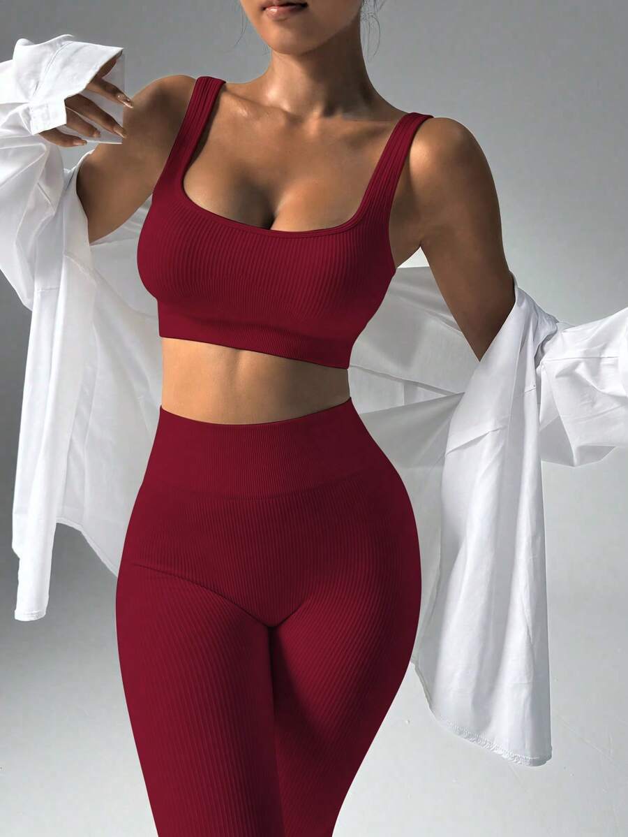Conjunto Fitness Feminino Sem Costura com Regata e Legging