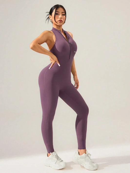 Macacão Fitness Feminino com Zíper para Academia