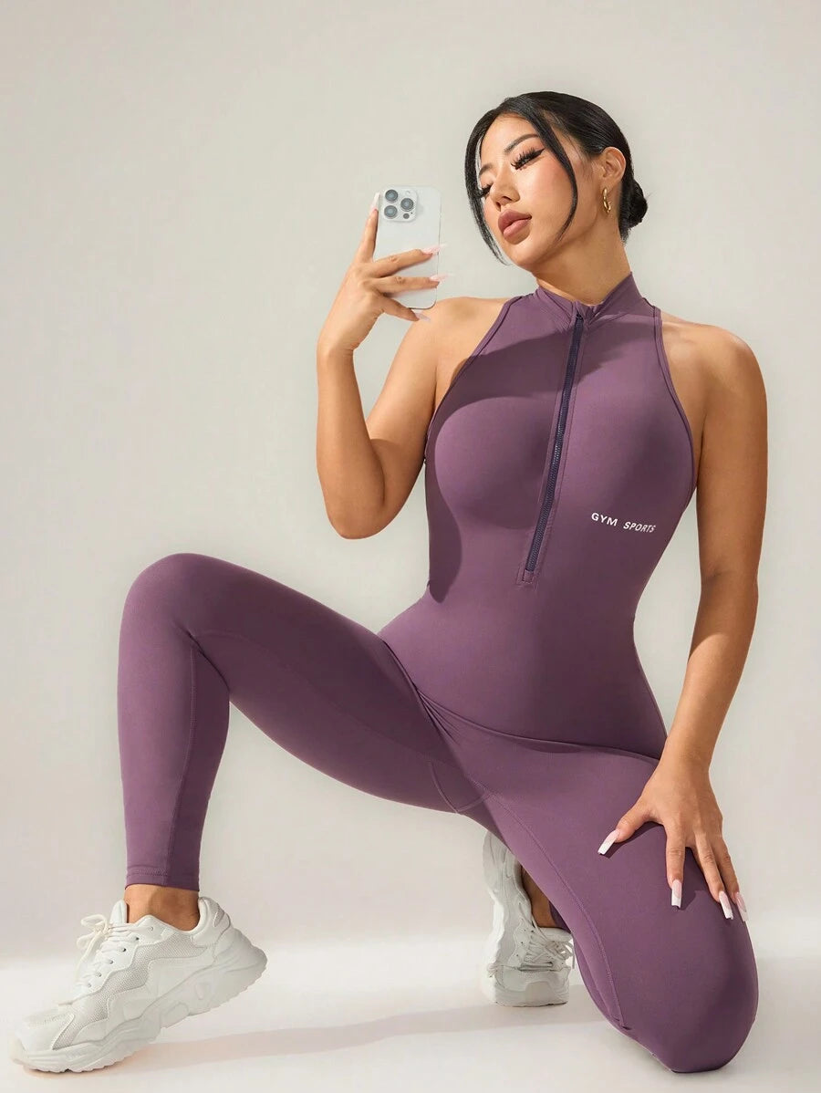 Macacão Fitness Feminino com Zíper para Academia