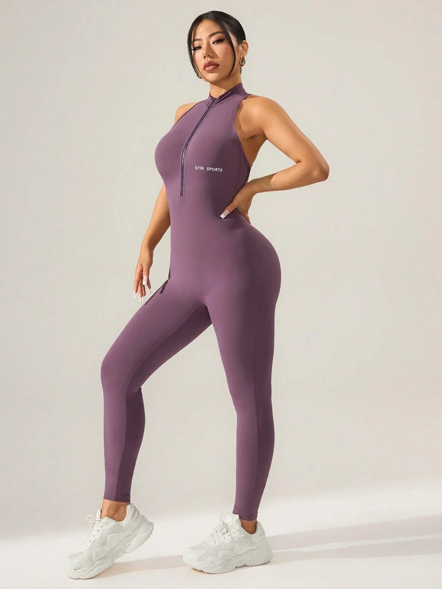 Macacão Fitness Feminino com Zíper para Treino