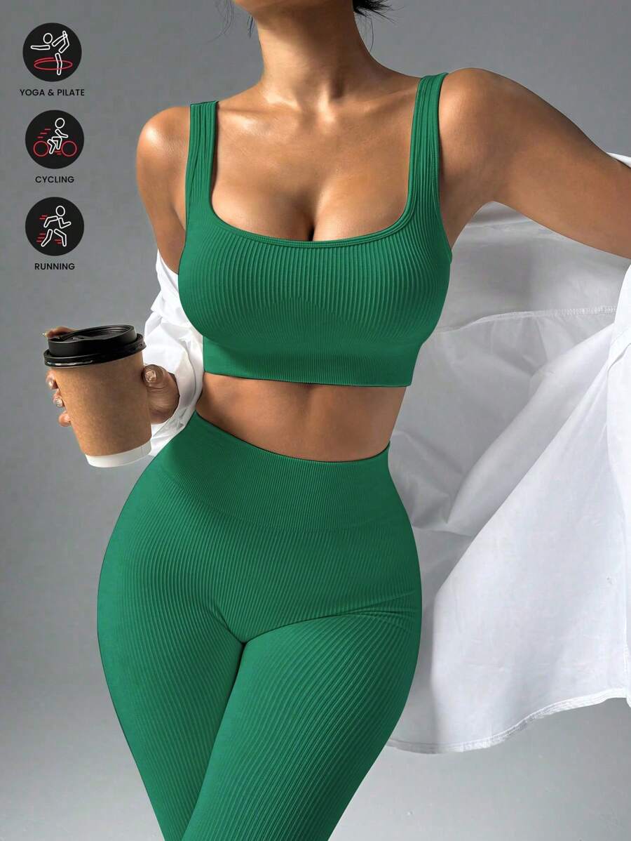Conjunto Fitness Feminino Sem Costura com Regata e Legging