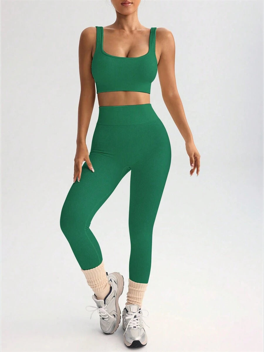 Conjunto Fitness Feminino Sem Costura com Regata e Legging