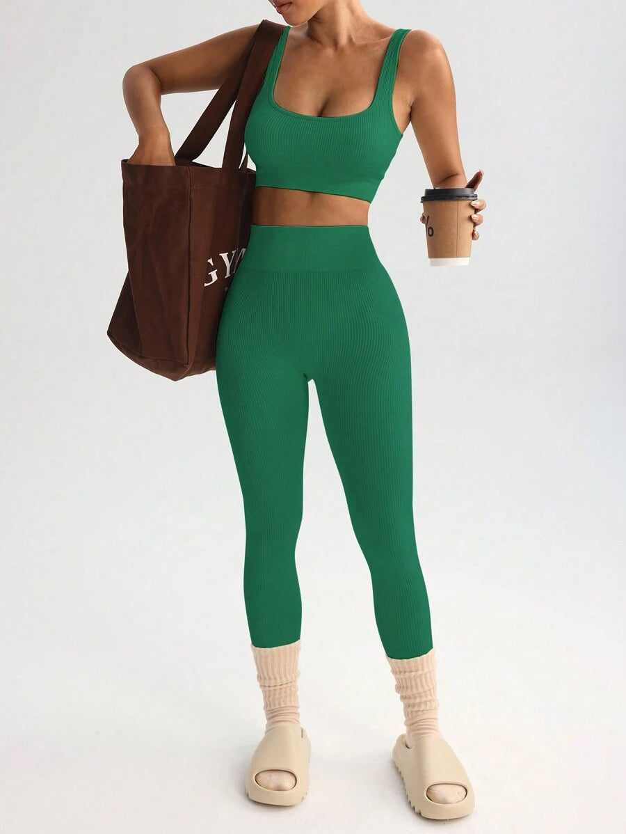 Conjunto Fitness Feminino Sem Costura com Regata e Legging