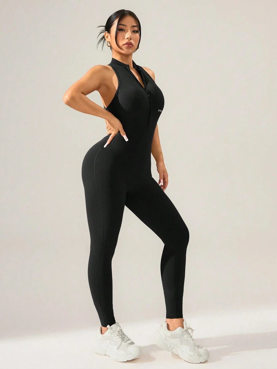 Macacão Fitness Feminino com Zíper para Academia