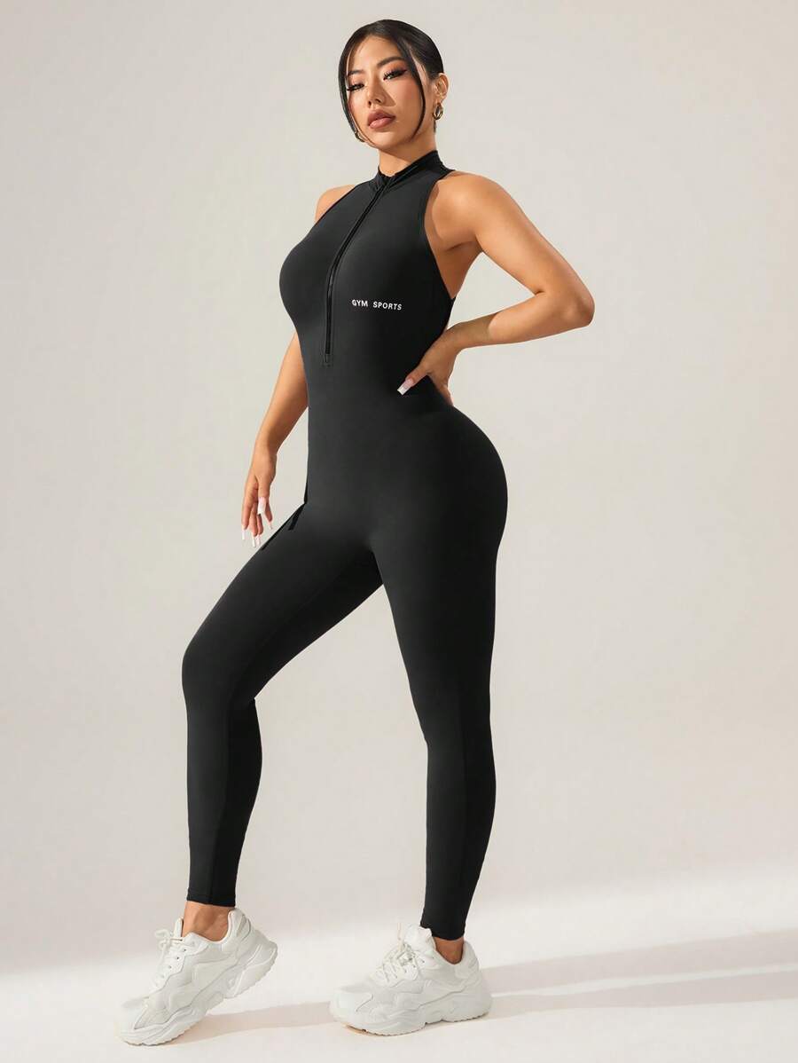 Macacão Fitness Feminino com Zíper para Academia