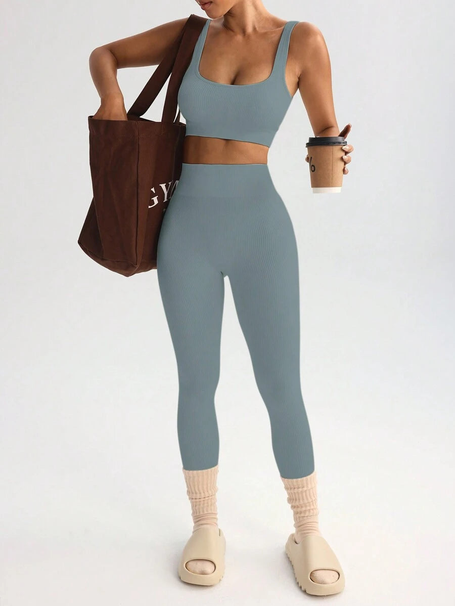 Conjunto Fitness Feminino Sem Costura com Regata e Legging