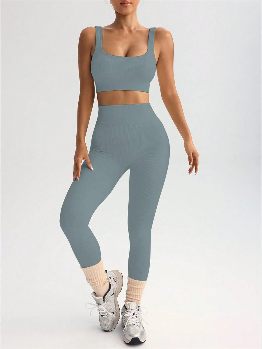 Conjunto Fitness Feminino Sem Costura com Regata e Legging