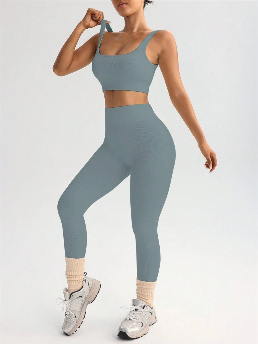 Conjunto Fitness Feminino Sem Costura com Regata e Legging