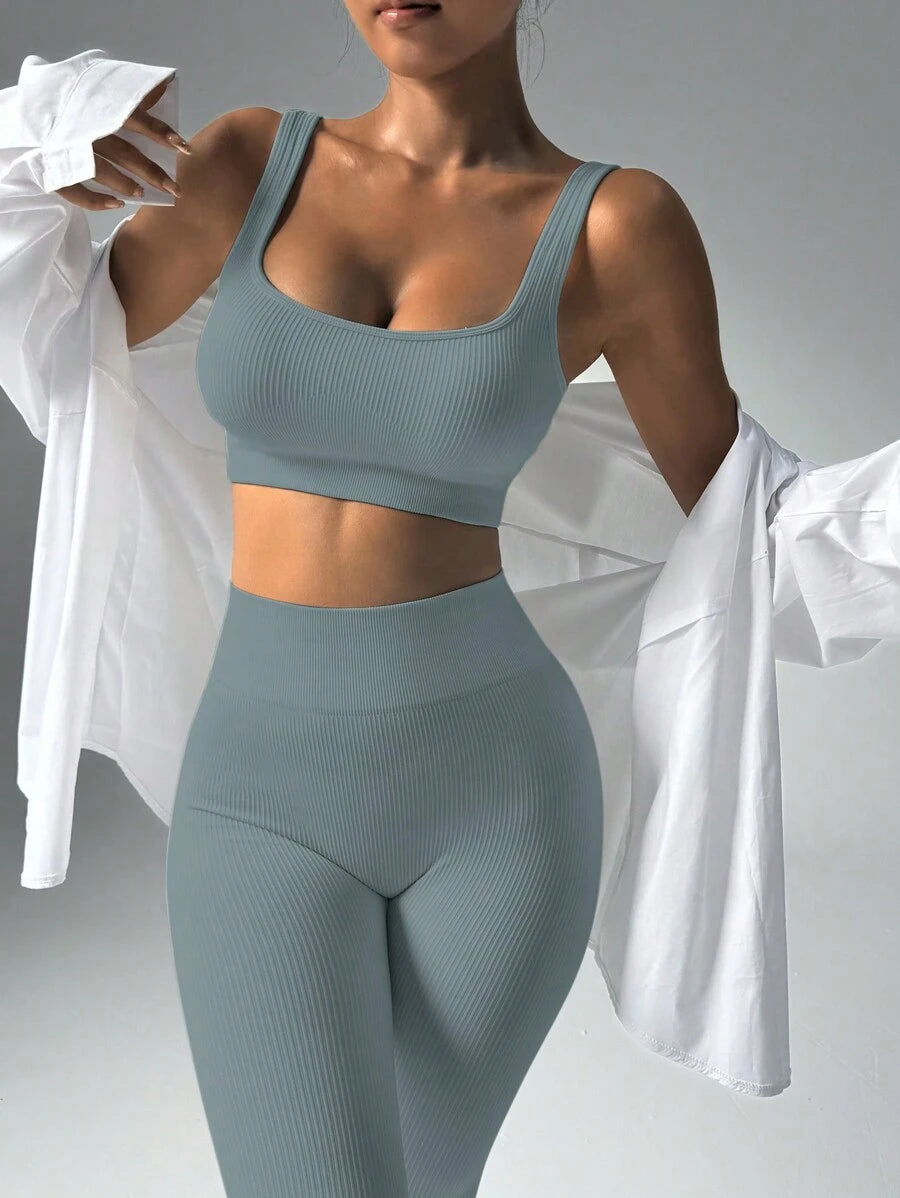 Conjunto Fitness Feminino Sem Costura com Regata e Legging