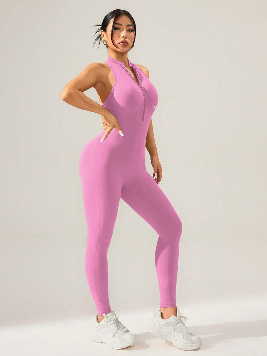 Macacão Fitness Feminino com Zíper para Treino