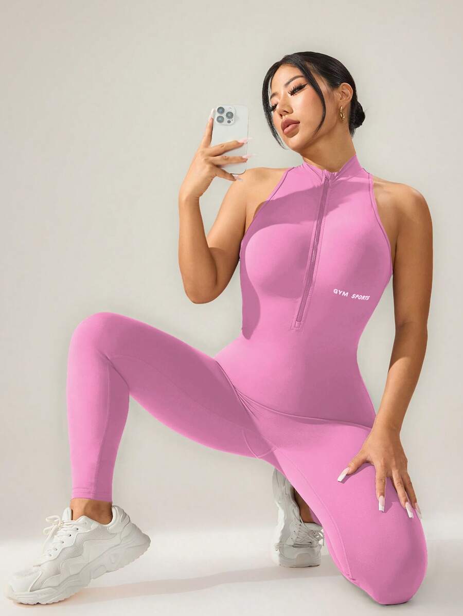 Macacão Fitness Feminino com Zíper para Academia