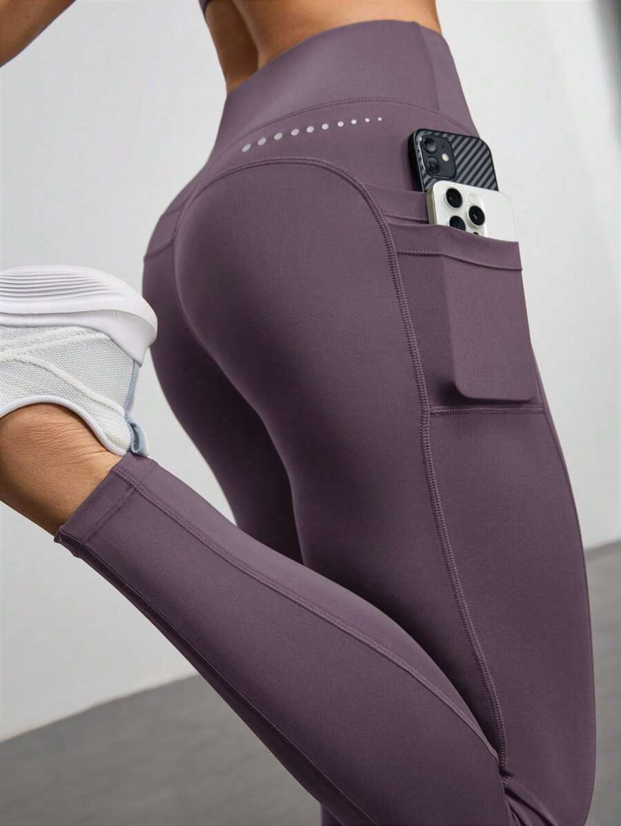 Legging Fitness Feminina com Bolso e Cintura Alta para Yoga