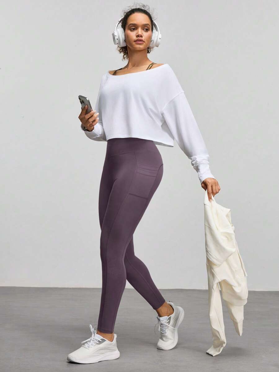 Legging Fitness Feminina com Bolso e Cintura Alta para Yoga