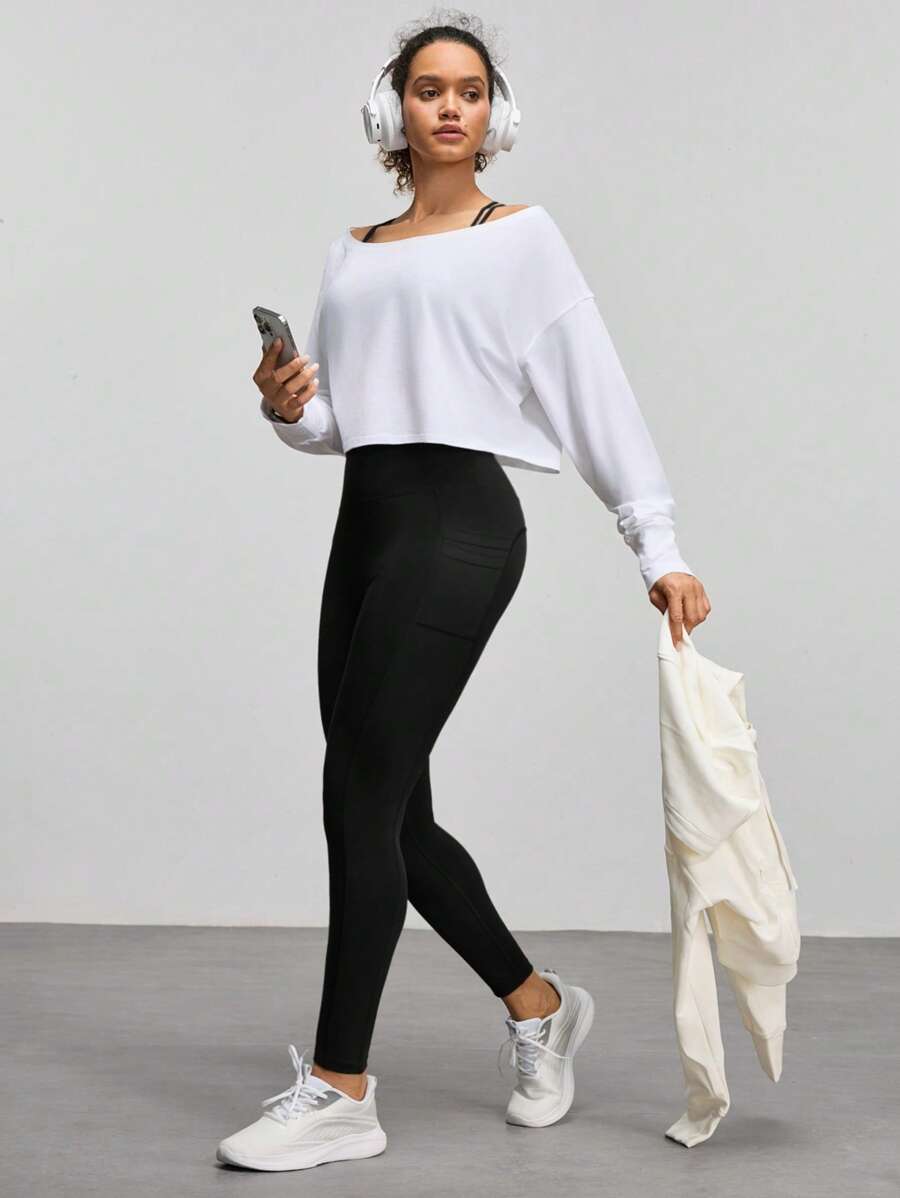 Legging Fitness Feminina com Bolso e Cintura Alta para Yoga