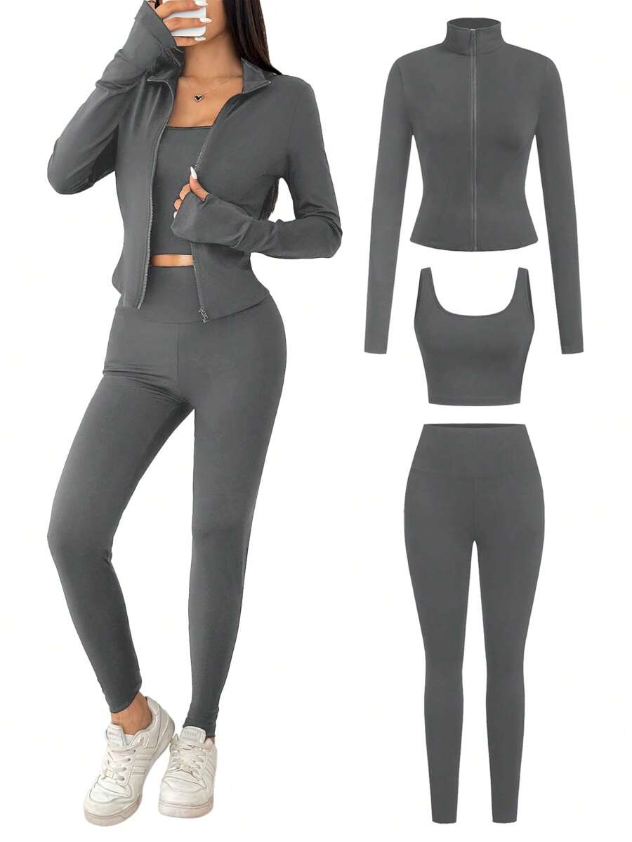 Agasalho Fitness Feminino com Zíper em Malha