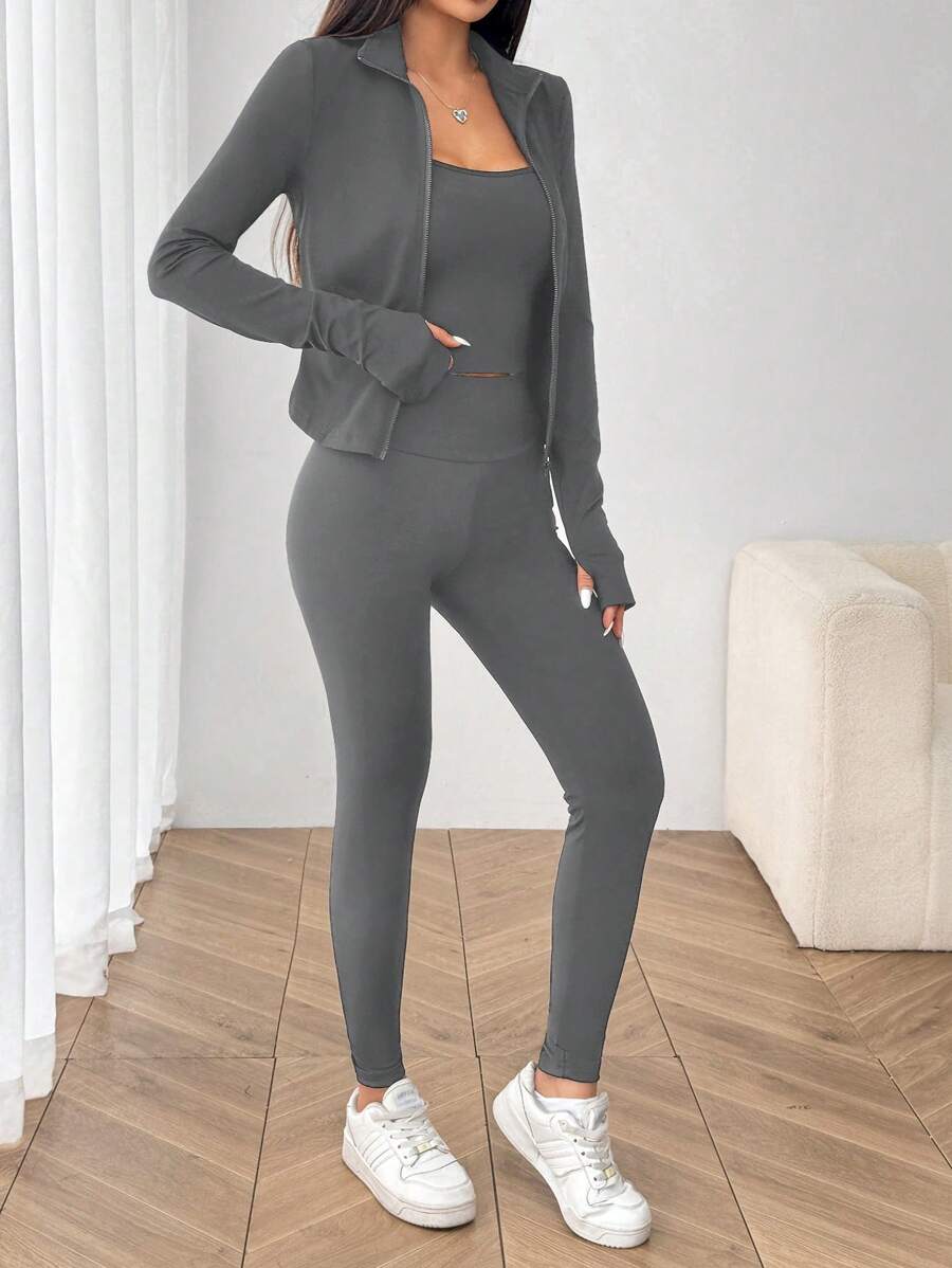 Agasalho Fitness Feminino com Zíper em Malha