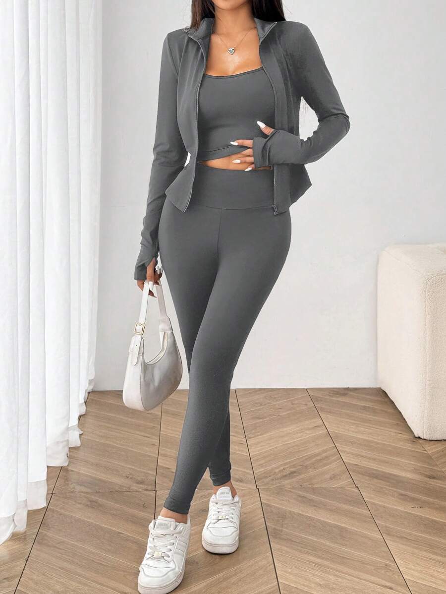Agasalho Fitness Feminino com Zíper em Malha