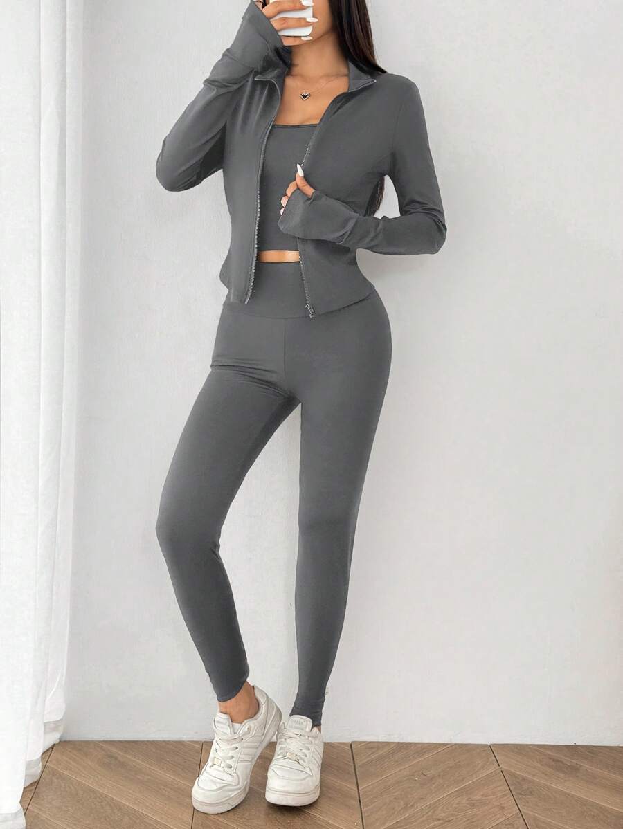 Agasalho Fitness Feminino com Zíper em Malha