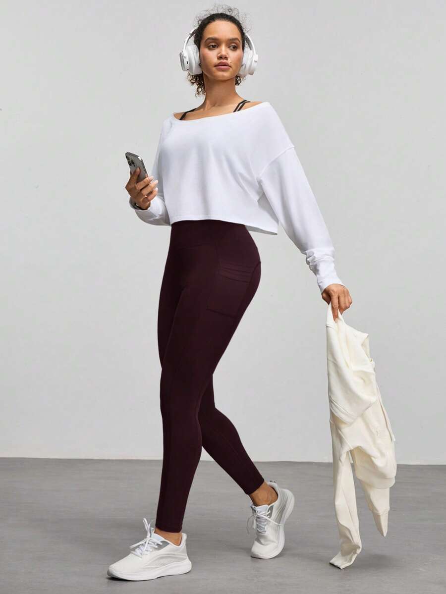 Legging Fitness Feminina com Bolso e Cintura Alta para Yoga