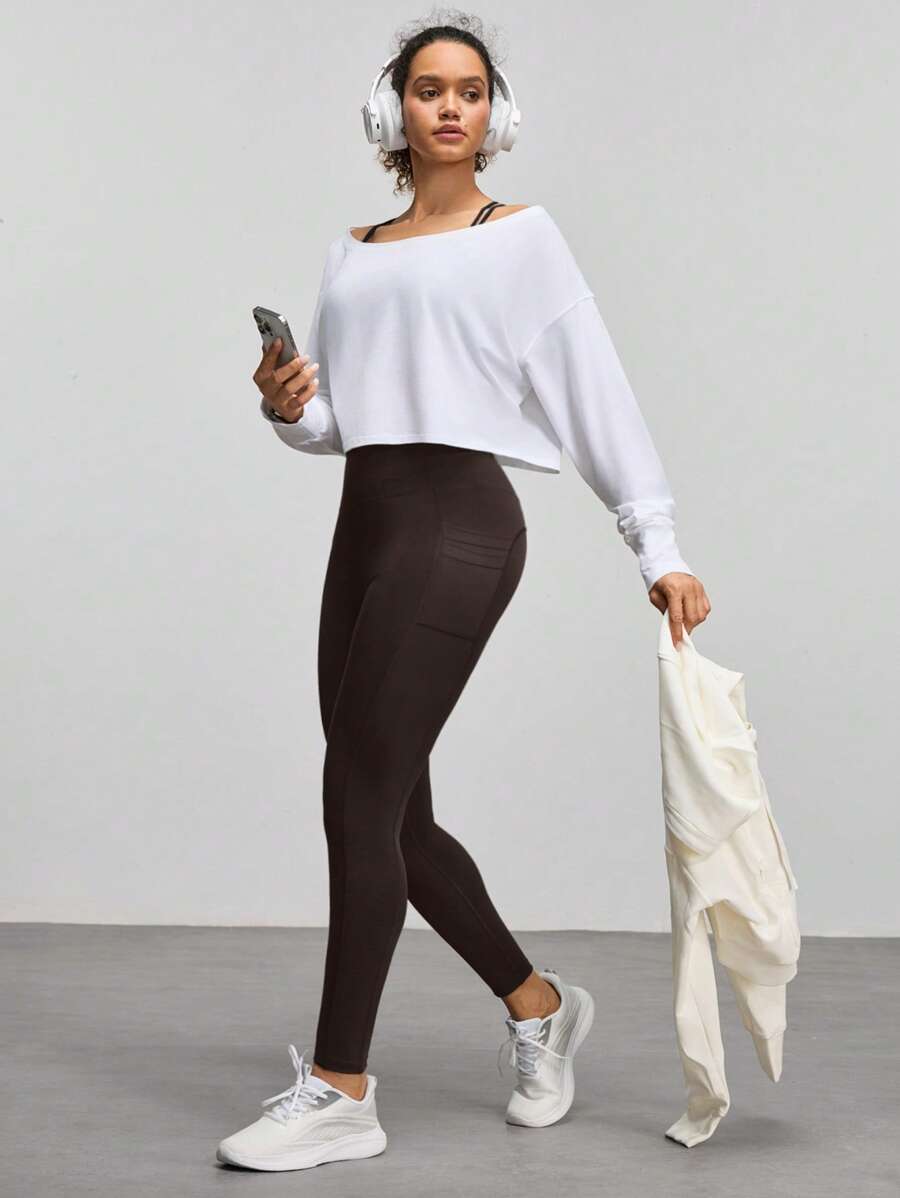 Legging Fitness Feminina com Bolso e Cintura Alta para Yoga