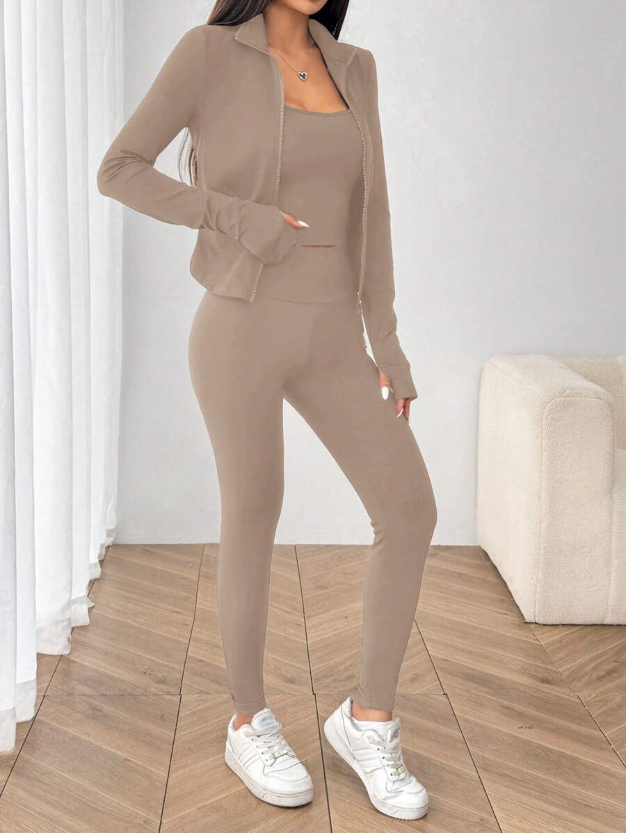 Agasalho Fitness Feminino com Zíper em Malha