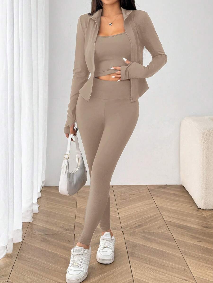 Agasalho Fitness Feminino com Zíper em Malha