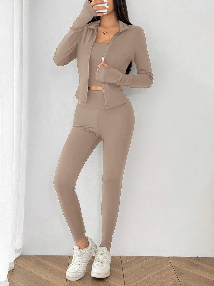 Agasalho Fitness Feminino com Zíper em Malha