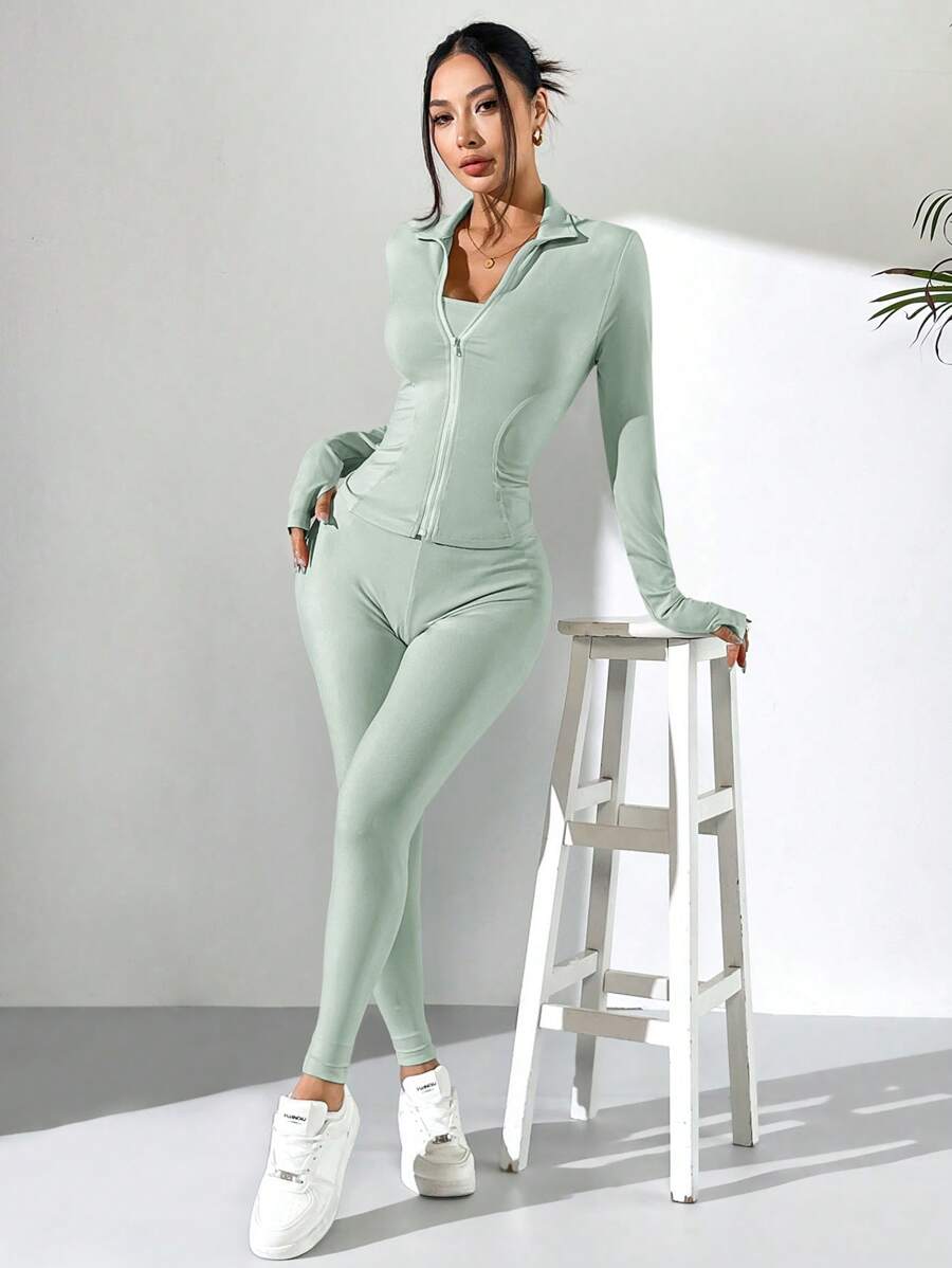 Agasalho Fitness Feminino com Zíper em Malha