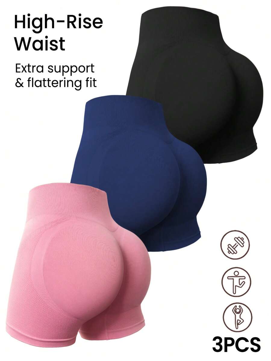 Short Fitness Feminino Sem Costura para Corrida e Treino