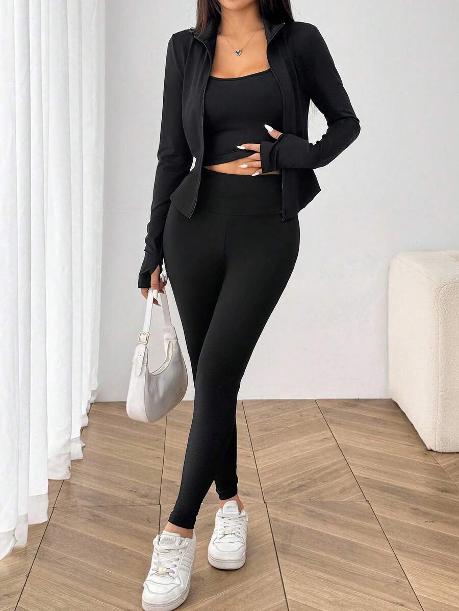 Agasalho Fitness Feminino com Zíper em Malha