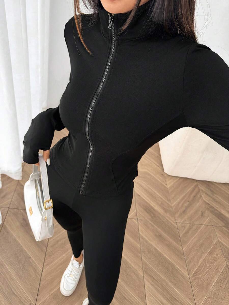 Agasalho Fitness Feminino com Zíper em Malha
