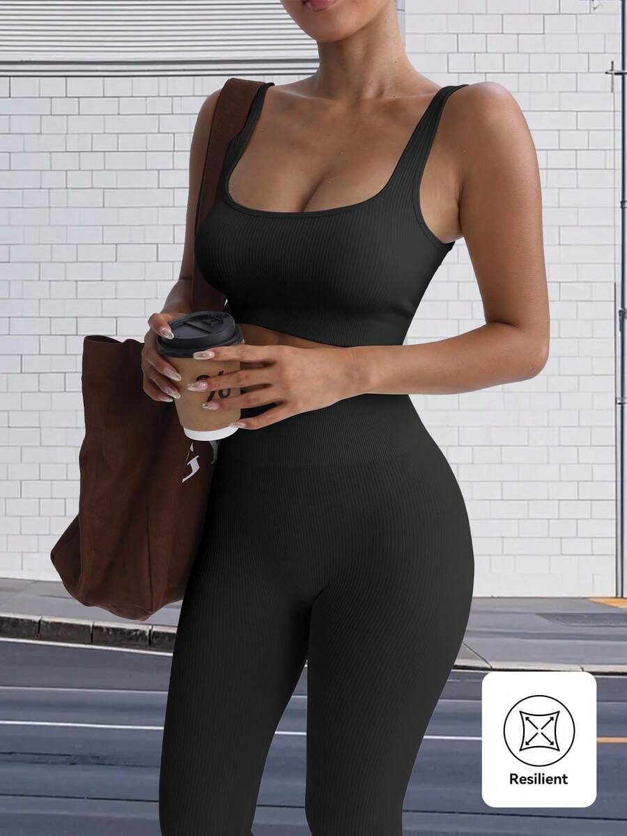 Conjunto Fitness Feminino Sem Costura com Regata e Legging