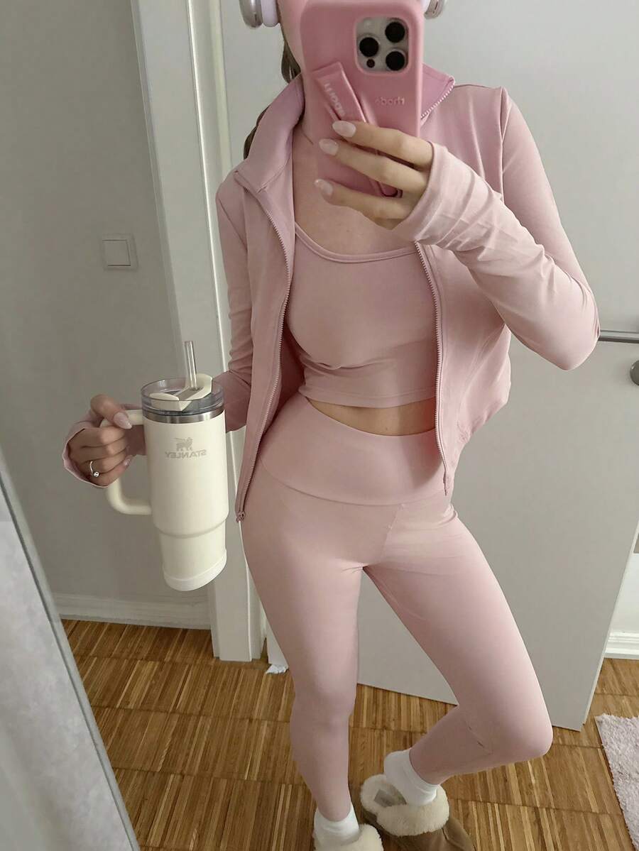 Agasalho Fitness Feminino com Zíper em Malha