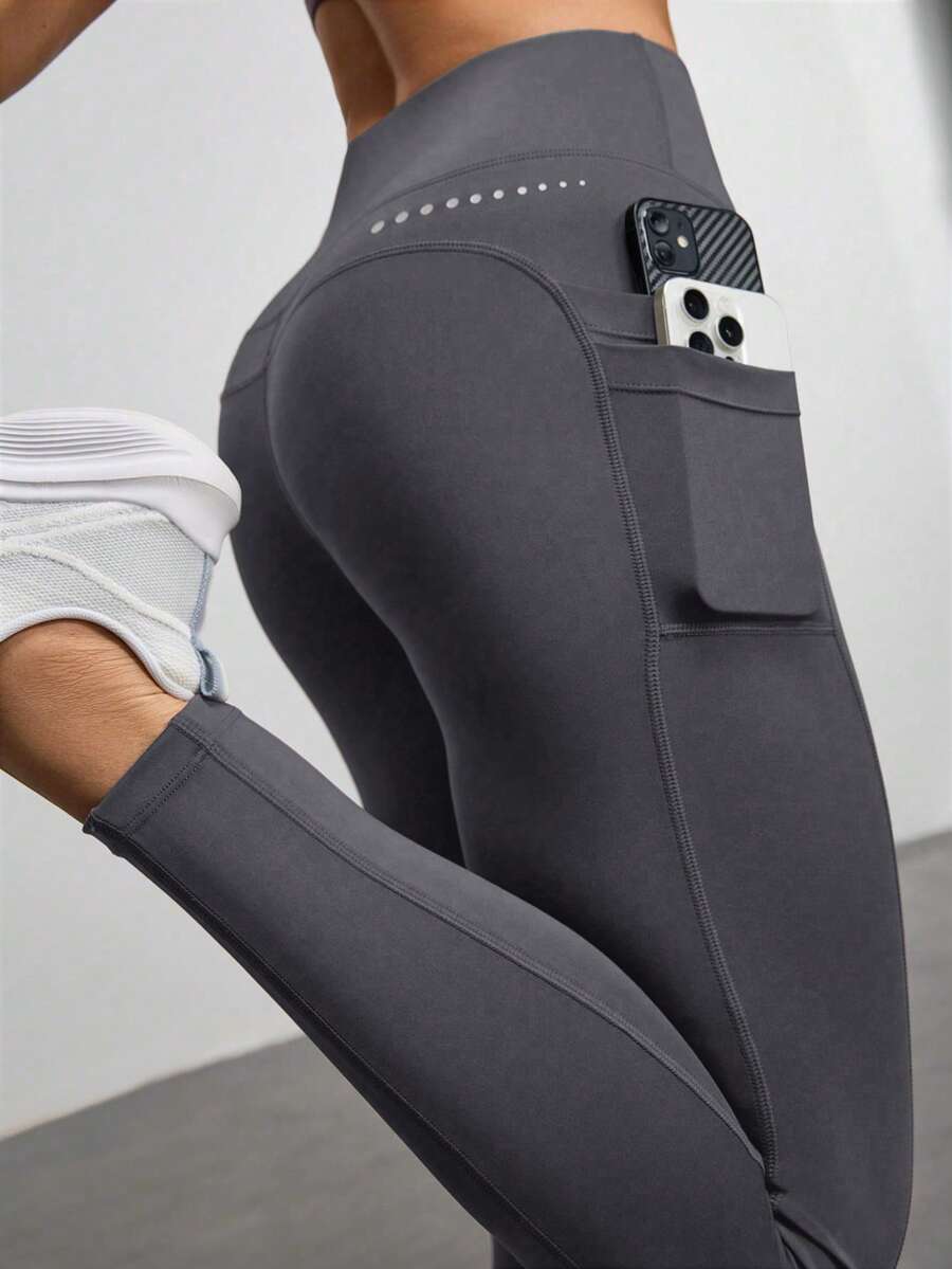 Legging Fitness Feminina com Bolso e Cintura Alta para Yoga