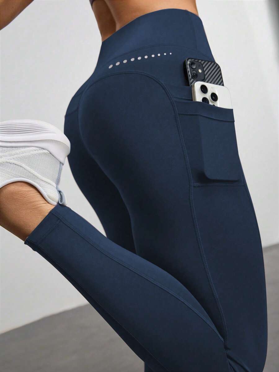 Legging Fitness Feminina com Bolso e Cintura Alta para Yoga