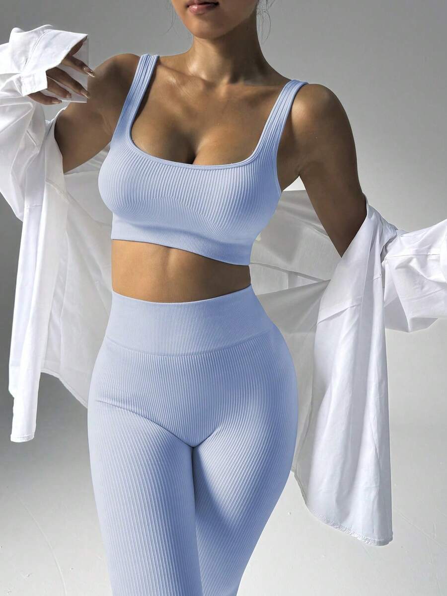 Conjunto Fitness Feminino Sem Costura com Regata e Legging