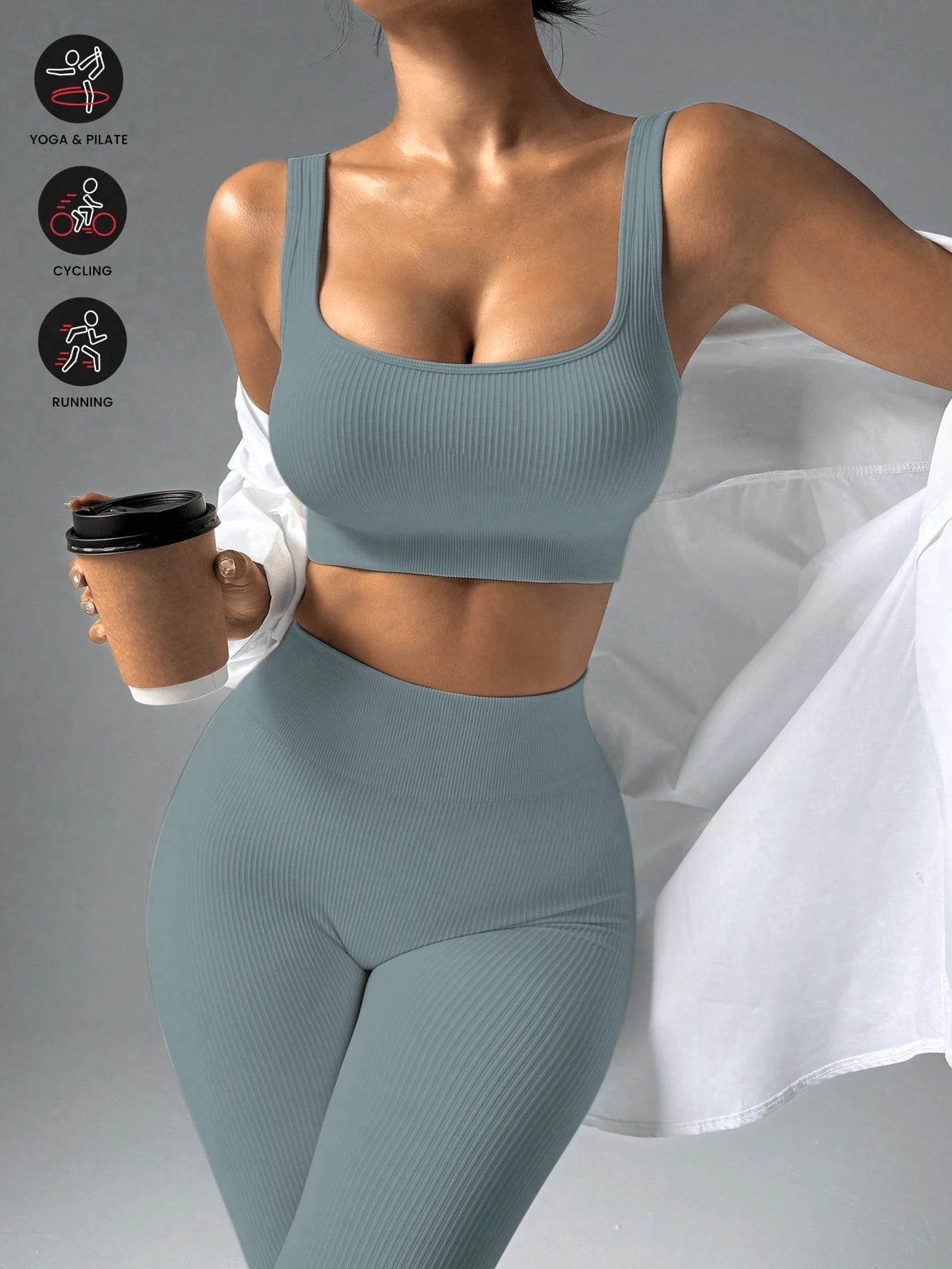 Conjunto Fitness Feminino Sem Costura com Regata e Legging