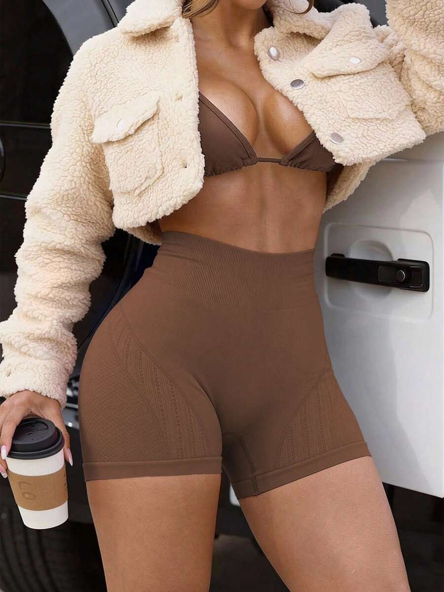 Short Fitness Feminino Sem Costura para Corrida e Treino