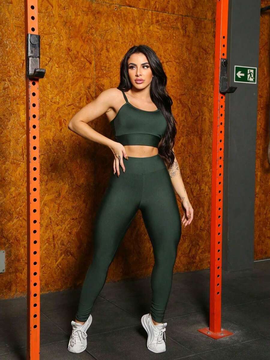 Conjunto Fitness Feminino com Top de Alça e Bojo