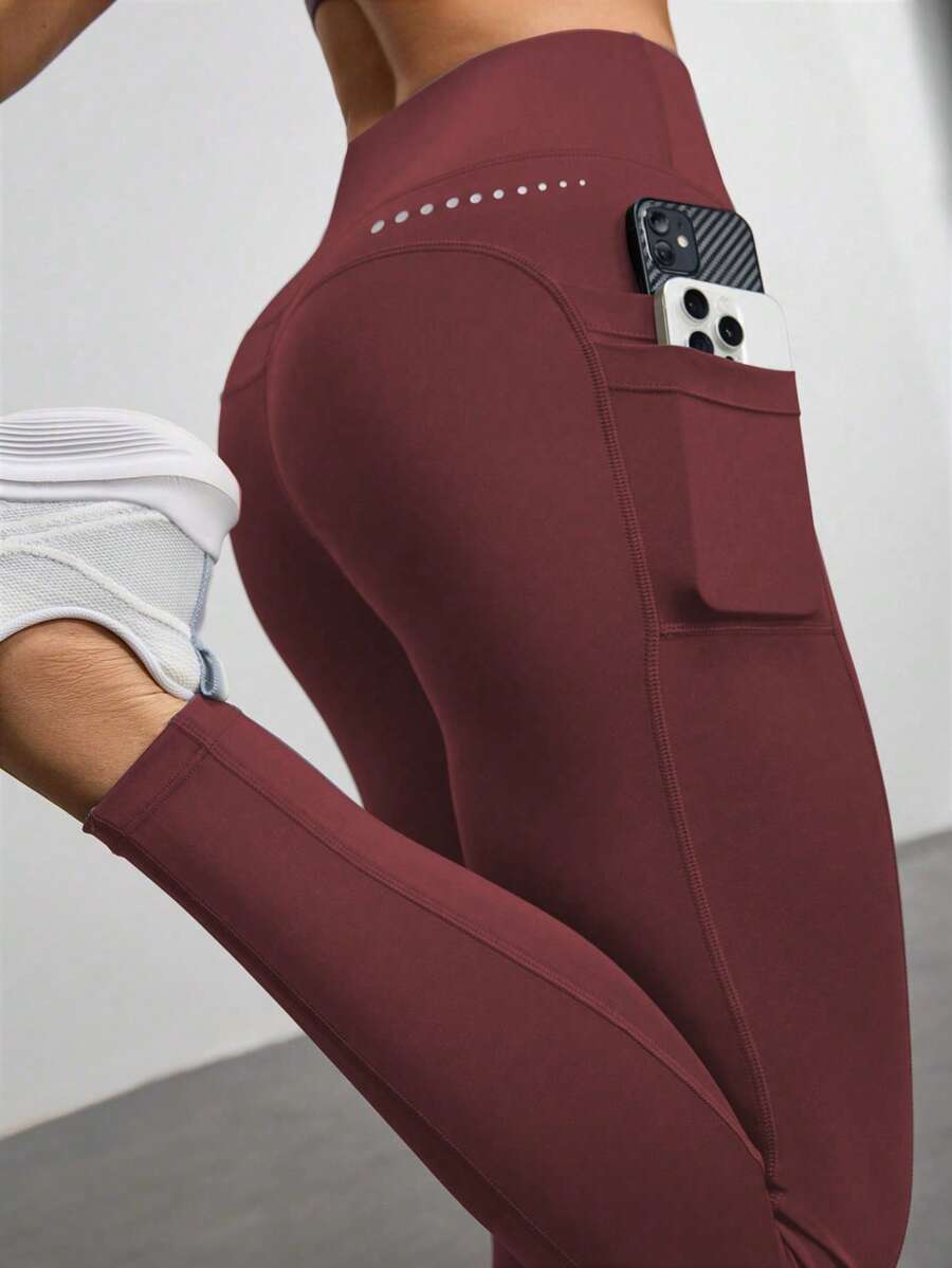Legging Fitness Feminina com Bolso e Cintura Alta para Yoga