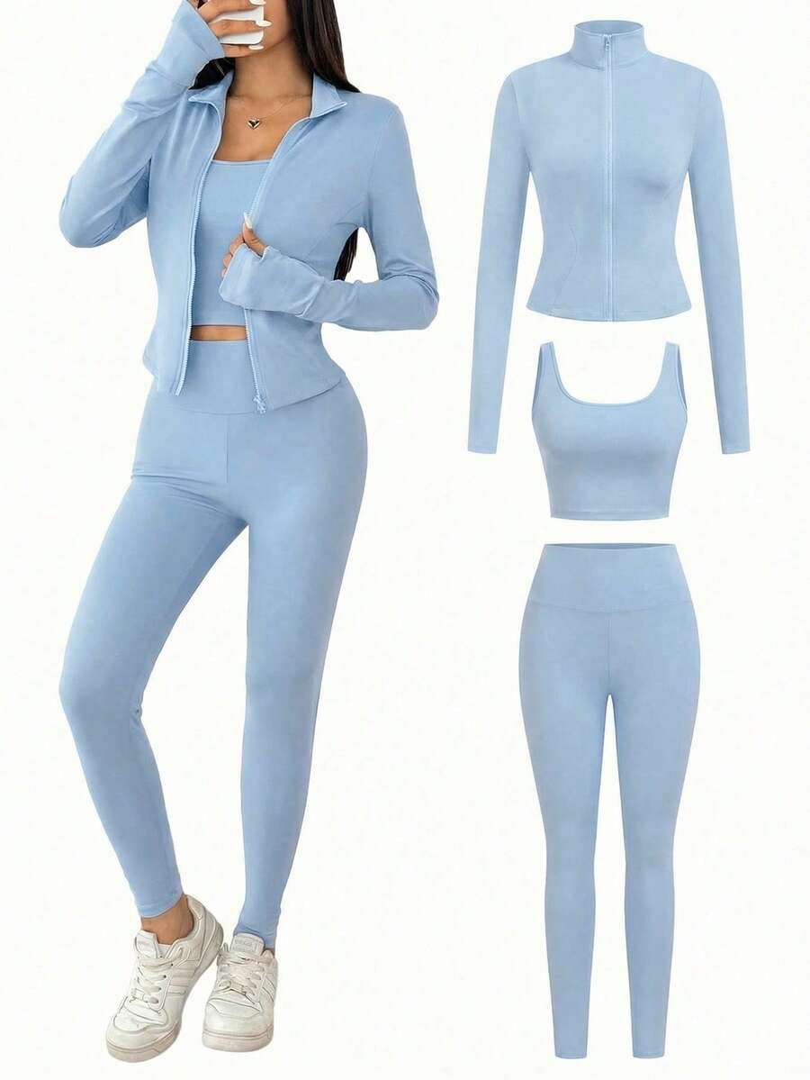 Agasalho Fitness Feminino com Zíper em Malha