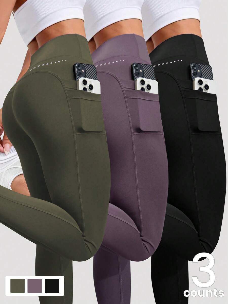 Legging Fitness Feminina com Bolso e Cintura Alta para Yoga